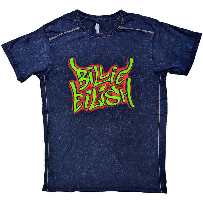 Billie Eilish Graffiti Snow Wash Navy Medium Unisex T-Shirt