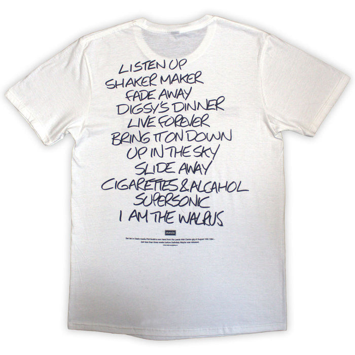 Oasis Definitely Maybe AAA Setlist White X-Large T-Shirt
