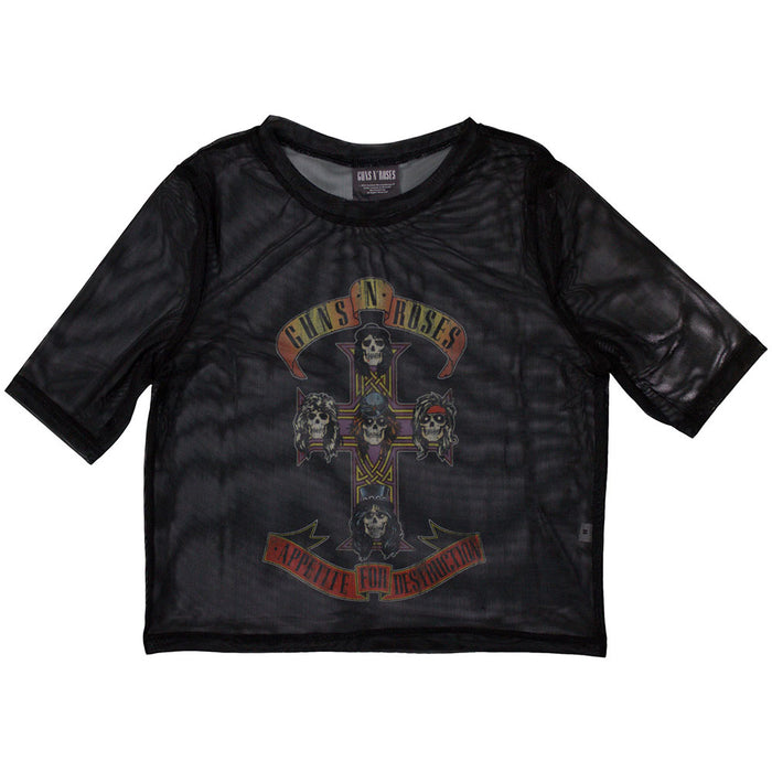 Guns N Roses Appetite For Destruction Black Medium Mesh Crop Top