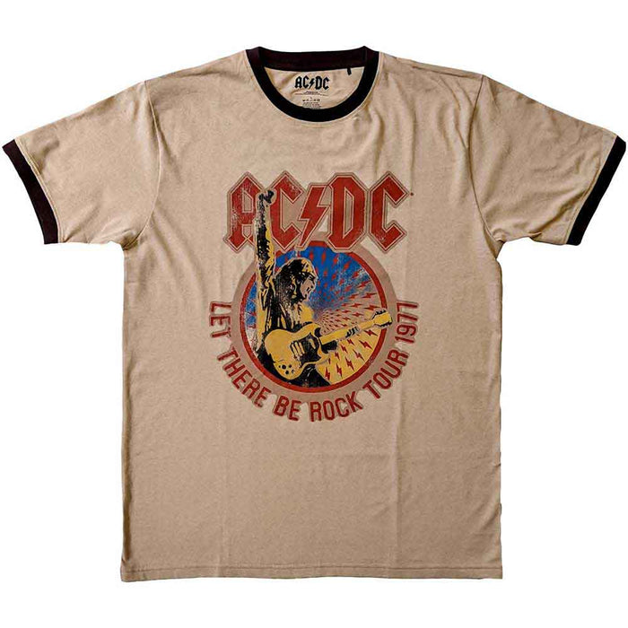 AC/DC Let There Be Rock Tour '77 Ringer Sand Large T-Shirt