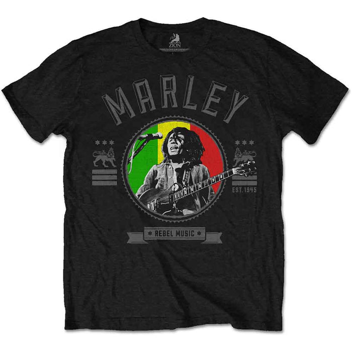 Bob Marley Rebel Music Seal Black Large T-Shirt