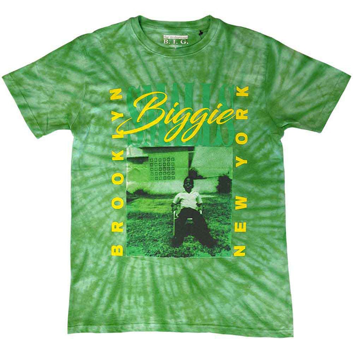 Notorious B.I.G. Biggie Smalls Green 90's New York Dip-Dye Wash Green Medium Unisex T-Shirt