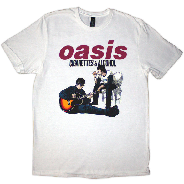 Oasis Cigarettes & Alcohol Illustration White XX-Large T-Shirt