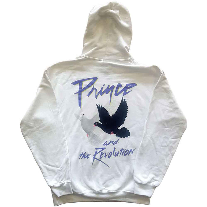 Prince Faces & Doves White Large Hoodie