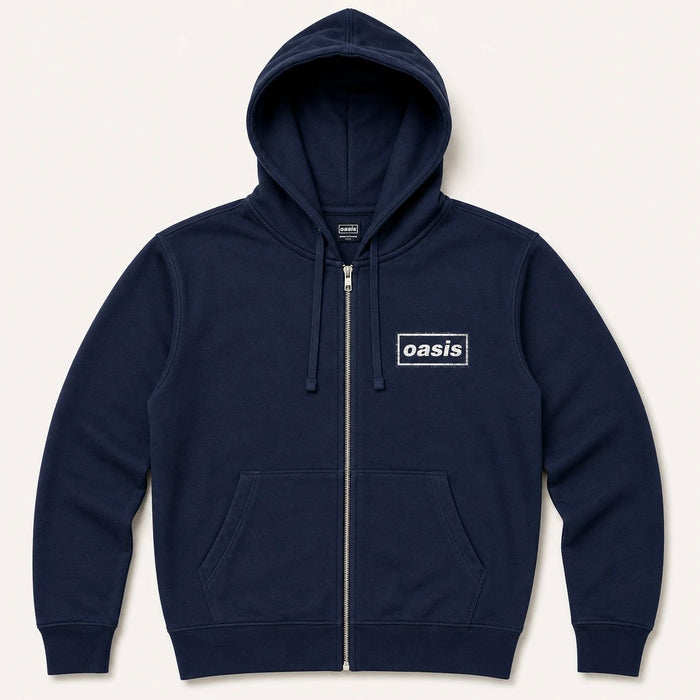 Oasis Stencil Logo Navy Blue Large Hoodie