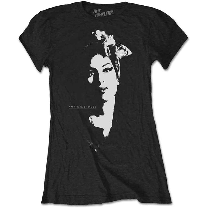 Amy Winehouse Scarf Portrait Black Ladies Small T-Shirt