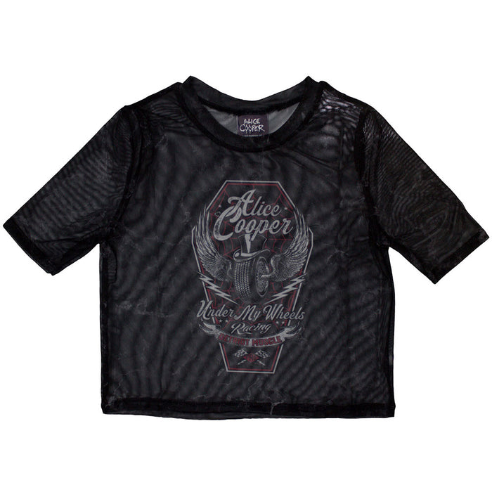 Alice Cooper Under My Wheels Mesh Cropped Back Ladies Small T-Shirt