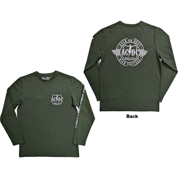 AC/DC Rock Or Bust Long Sleeve Green Large T-Shirt