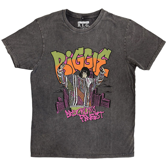 Biggie Smalls Cartoon Graffiti Charcoal Grey Small T-Shirt