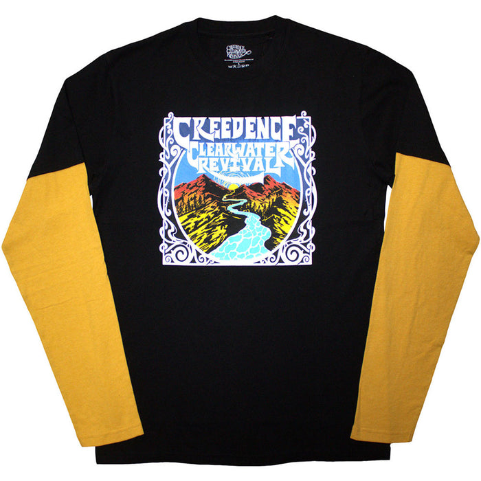Creedence Clearwater Revival River Black and Yellow Small Layered Long Sleeve T-Shirt