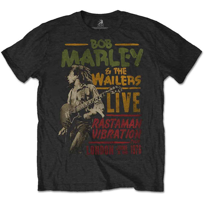 Bob Marley Rastaman Vibration Tour 1976 Black Small T-Shirt