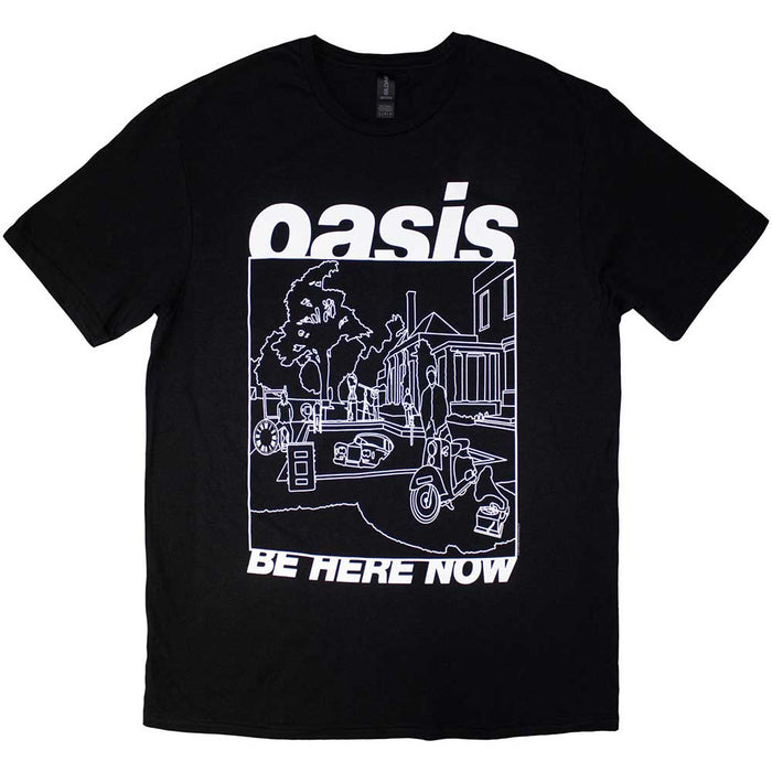 Oasis Be Here Now Line Drawing Black Large T-Shirt