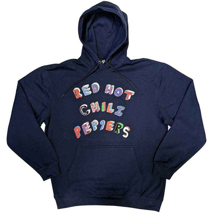 Red Hot Chili Peppers Colourful Letters Navy Blue X-Large Hoodie