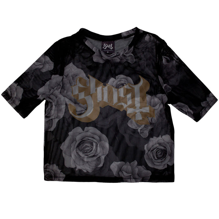 Ghost Logo & Roses Mesh Black XX-Large T-Shirt