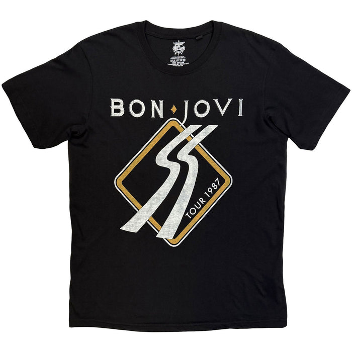 Bon Jovi Tour 87 Road Sign Black Small T-Shirt
