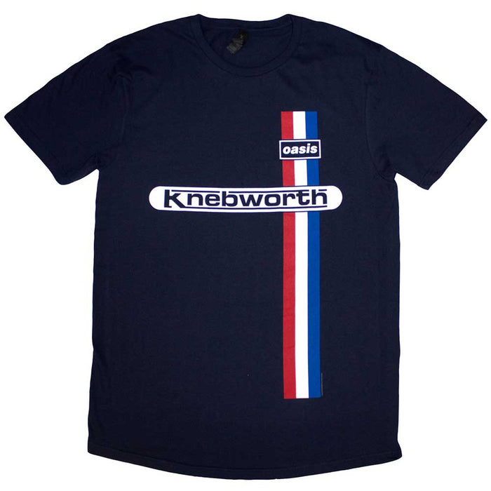 Oasis Knebworth Vertical Stripe Navy Blue Medium Unisex T-Shirt