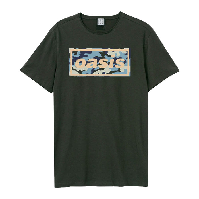 Oasis Camo Logo Vintage Charcoal Grey Large T-Shirt