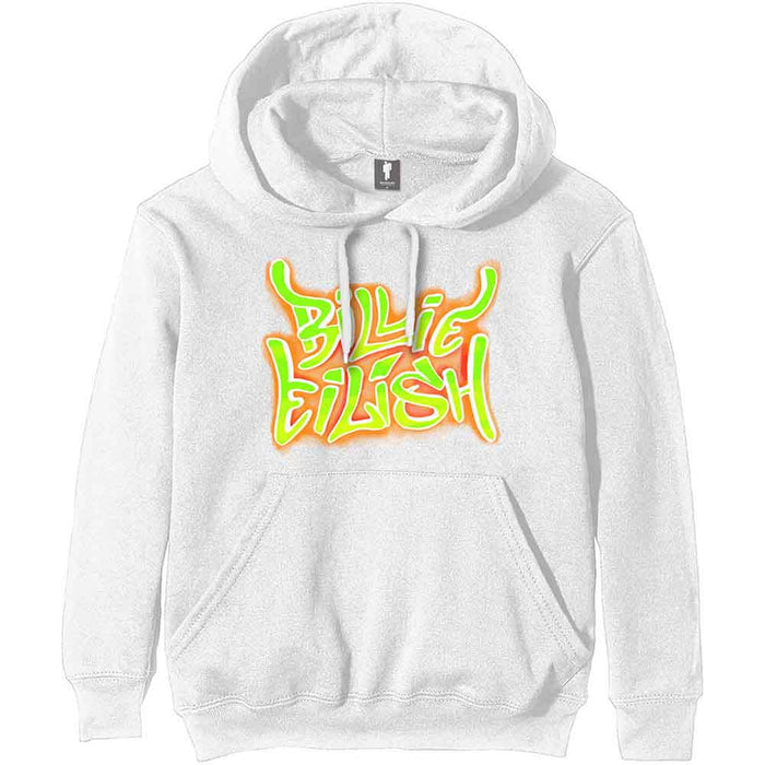 Billie Eilish Airbrush Flames White X-Large Hoodie