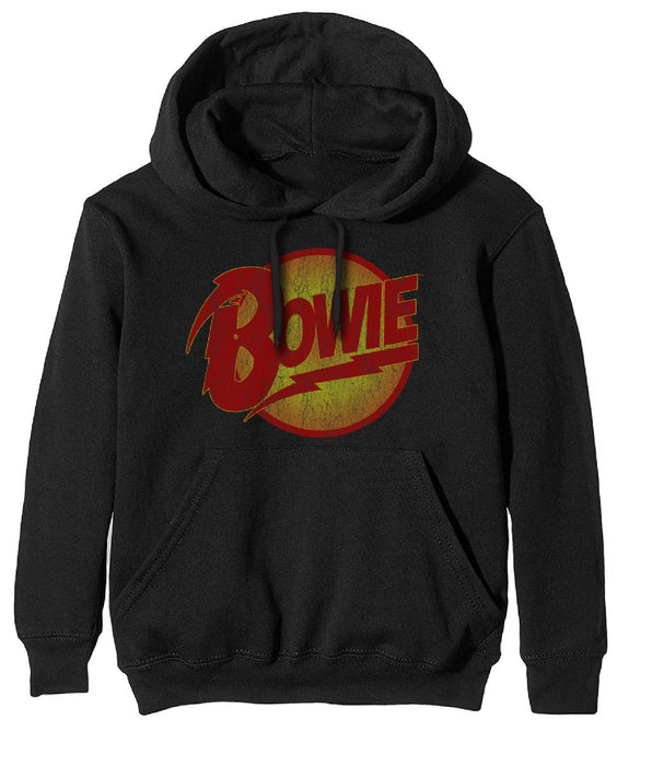 Bowie Vintage Diamond Dogs Logo Black X-Large Unisex Hoodie