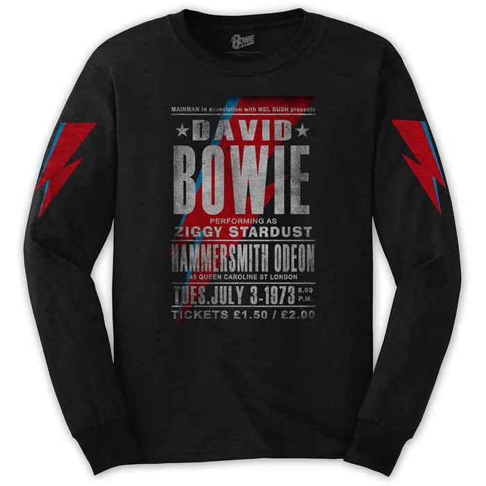 Bowie Hammersmith Odeon Black Medium Unisex Long Sleeve T-Shirt