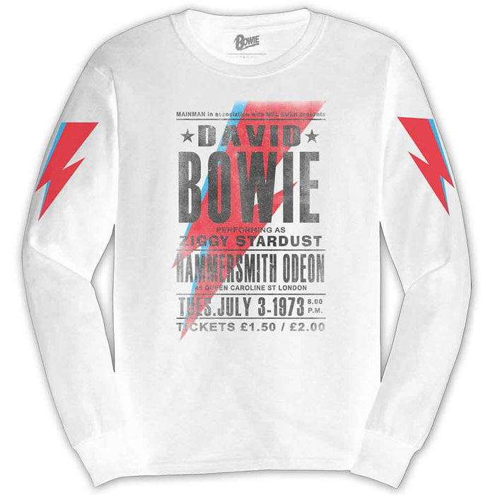 Bowie Hammersmith Odeon White Small Unisex Long Sleeve T-Shirt