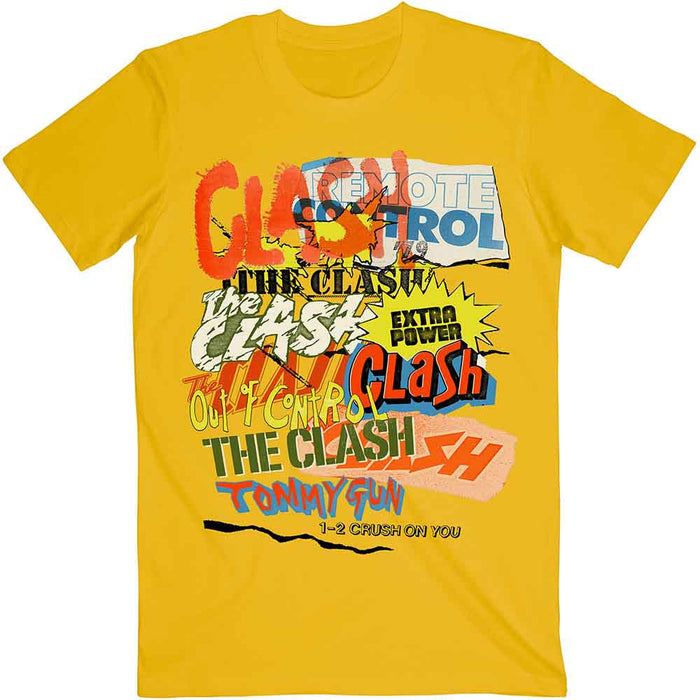 The Clash Singles Collage Text Yellow XXL Unisex T-Shirt
