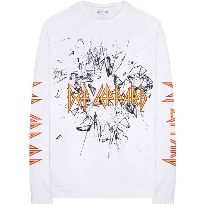 Def Leppard Shatter White X-Large Unisex Long Sleeve T-Shirt