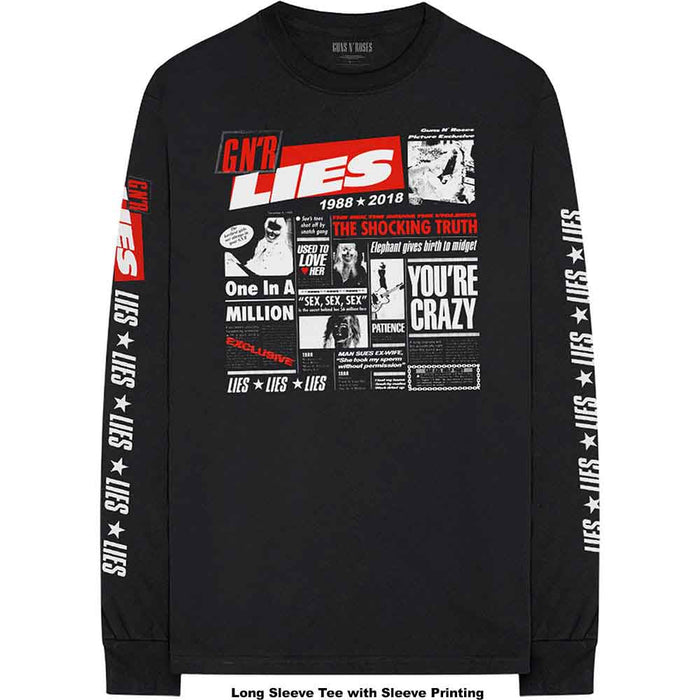 Guns N Roses Lies Cover Black Large Unisex Long Sleeved T-Shirt