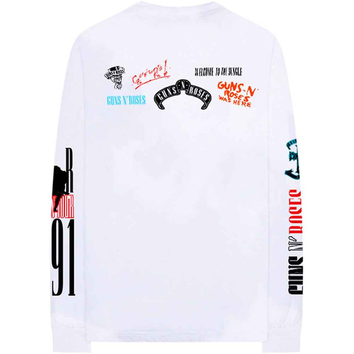 Guns N Roses Motocross Logo White Medium Unisex Long Sleeved T-Shirt