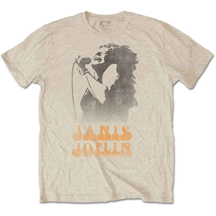 Janis Joplin Working The Mic Sand Medium Unisex T-Shirt