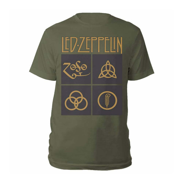 Led Zeppelin Gold Symbols Green Large Unisex T-Shirt