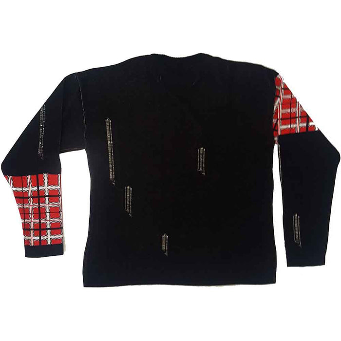 Sex Pistols Distressed Tartan Logo Black X-Large Unisex Sweatshirt