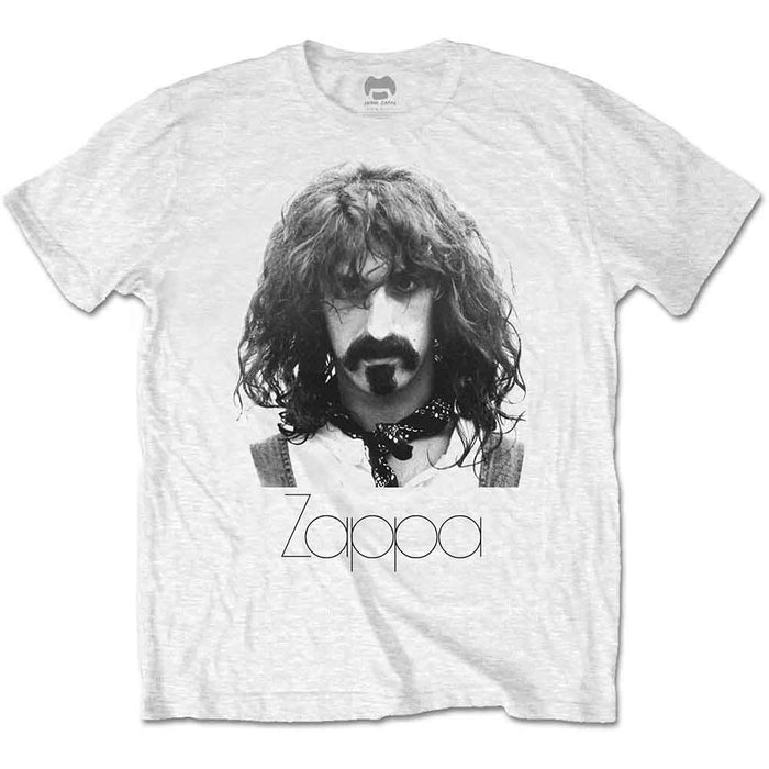 Frank Zappa Thin Logo Portrait White X-Large Unisex T-Shirt