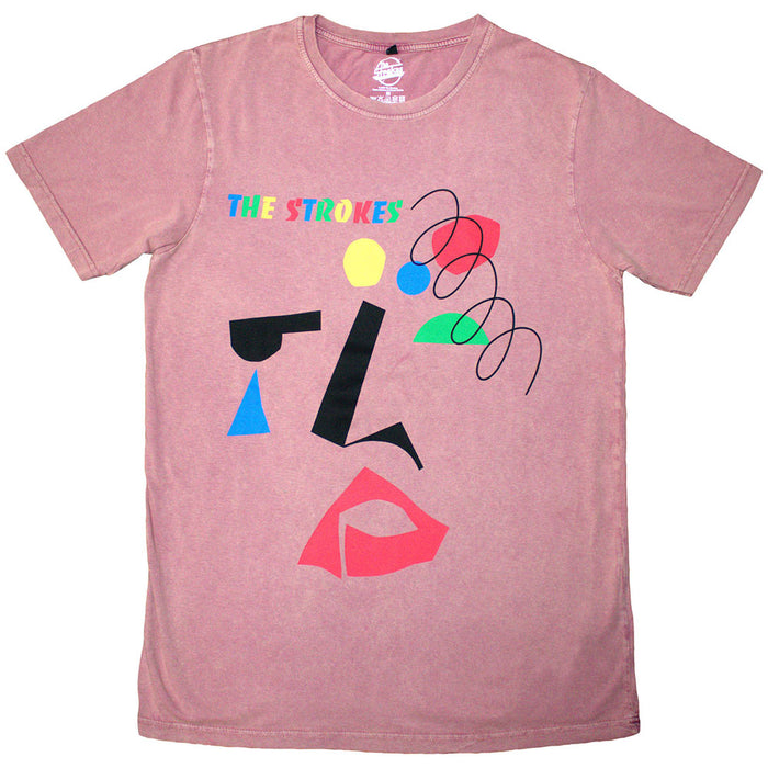 The Strokes Abstract Face Stone Wash Kashmir Red Medium T-Shirt