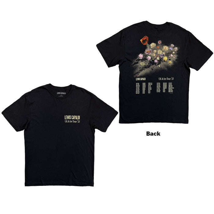 Lewis Capaldi Flowers UK Tour '25 Black Small T-Shirt