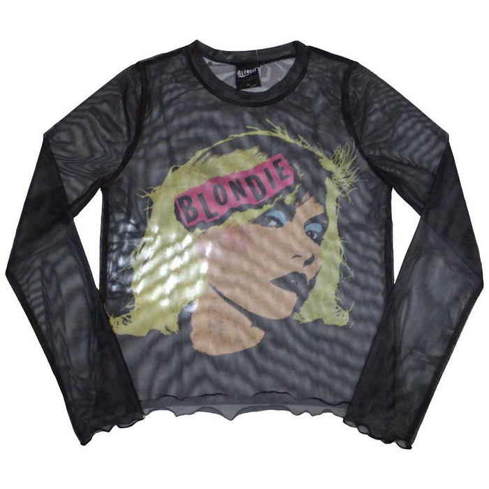 Blondie Punk Poster Mesh Long Sleeve Medium Ladies Crop Top T-Shirt