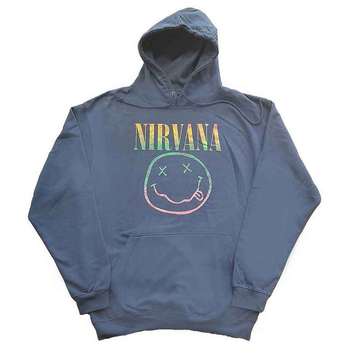 Nirvana Sorbet Ray Happy Face Turquoise Blue Small Hoodie