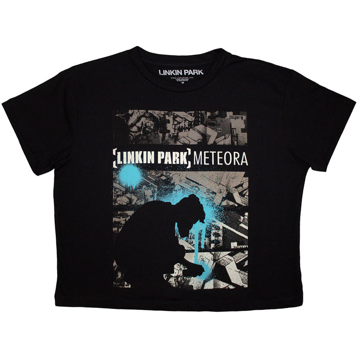Linkin Park Meteora Drip Collage Cropped Black Ladies Medium T-Shirt