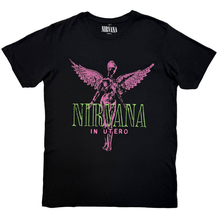 Nirvana In Utero Purple Angel Black Large T-Shirt
