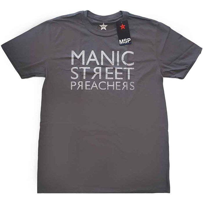 Manic Street Preachers Reversed Logo Charcoal Grey X-Large Unisex T-Shirt