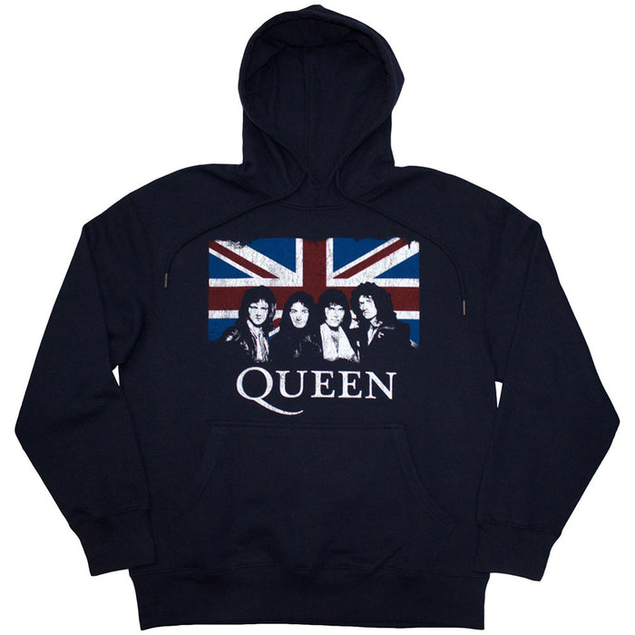 Queen Union Jack Navy Blue X-Large Hoodie