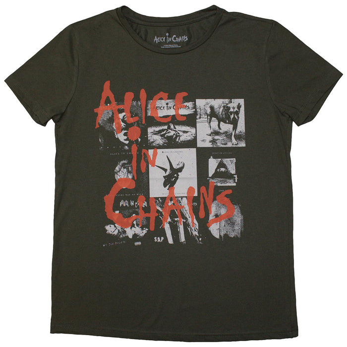 Alice In Chains Albums Montage Green Ladies Small T-Shirt