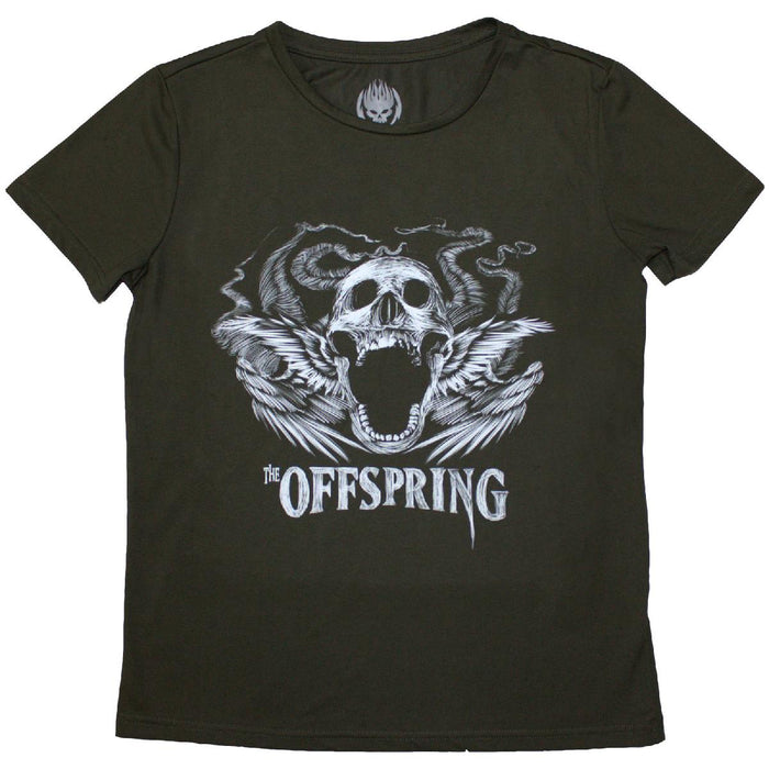 The Offspring Feathered Winged Skull Green Ladies Medium T-Shirt