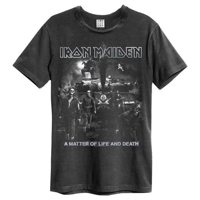Iron Maiden Life Or Death Amplified Vintage Charcoal Small Unisex T-Shirt