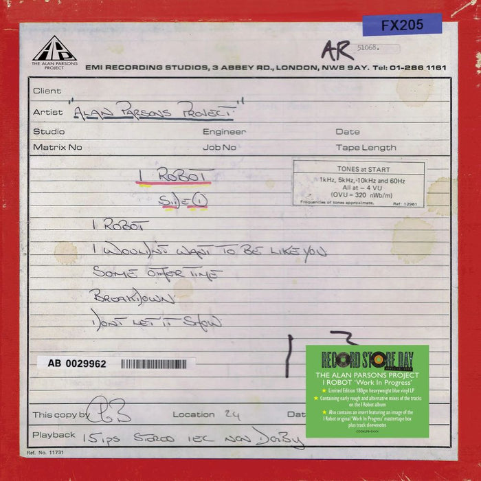 The Alan Parsons Project I Robot (Work In Progress) Vinyl LP RSD 2025