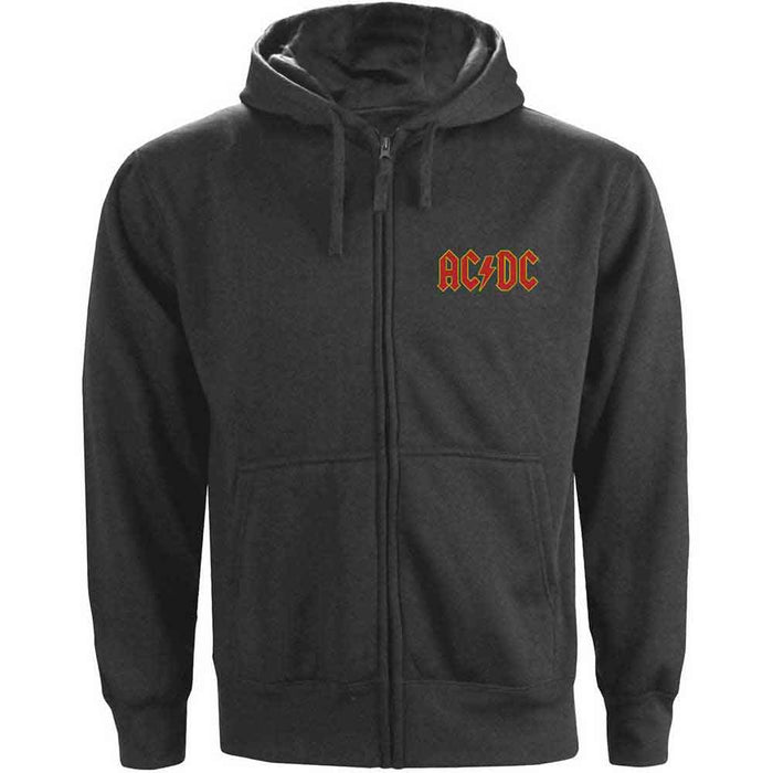 AC/DC Logo Charcoal Grey Large Zipped Hoodie