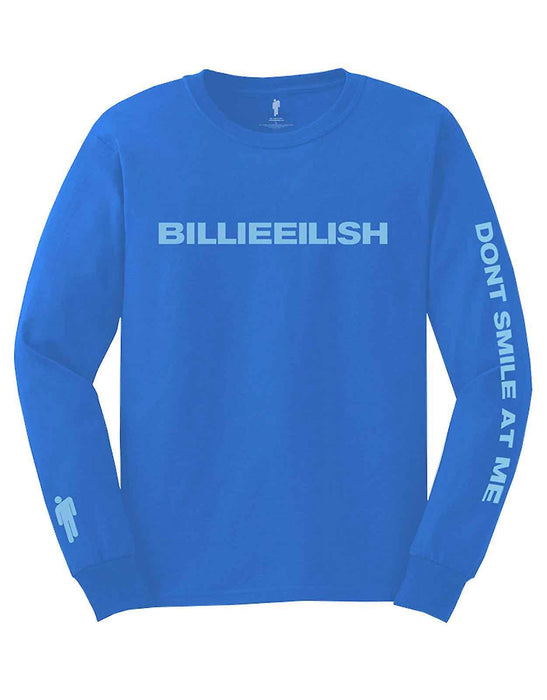 Billie Eilish Smile Mid Blue Long Sleeve Large T-Shirt