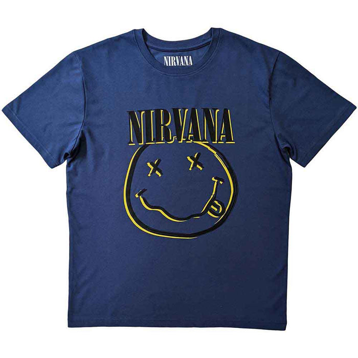 Nirvana Inverse Happy Face Sky Blue Small T-Shirt