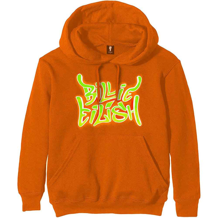 Billie Eilish Airbrush Flames Orange X-Large Hoodie