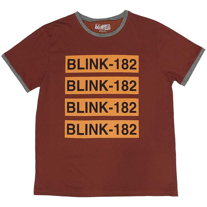 Blink 182 Ringer Style Brown X-Large Unisex T-Shirt